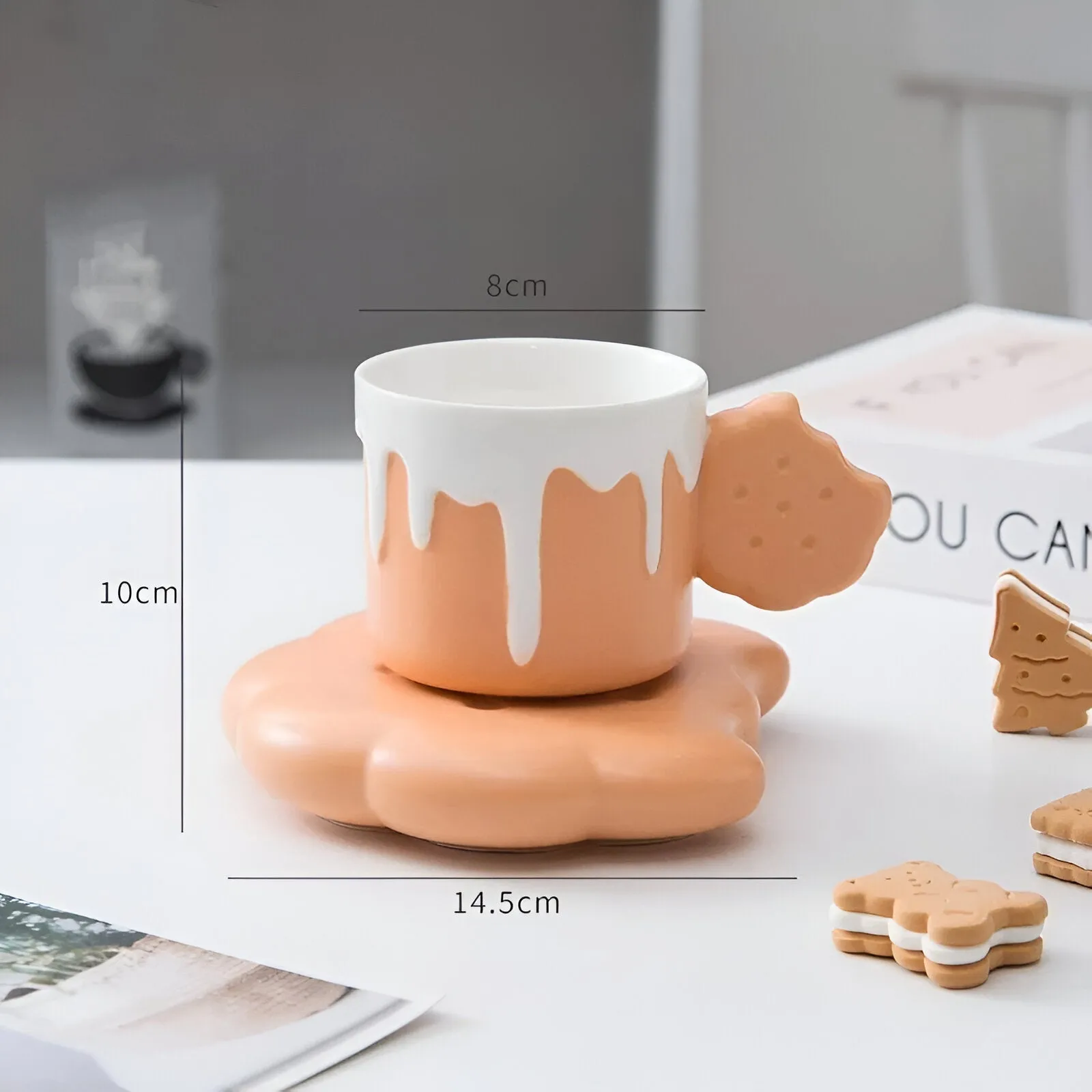 Biscuit Design Kaffeetasse mit passendem Tablett