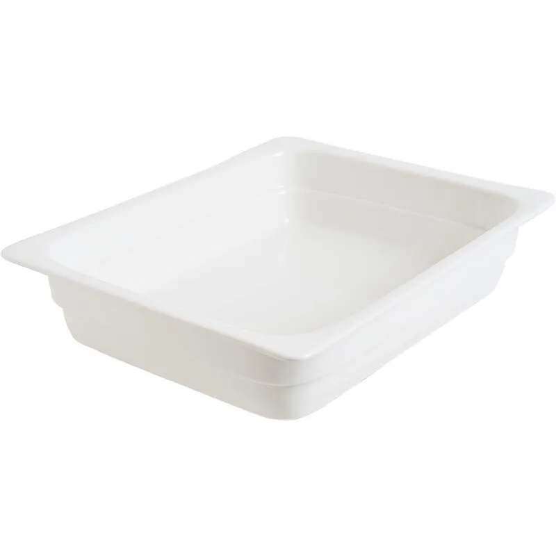 GN-Behälter 1/2 Stage Cream aus Porzellan in cremeweiß, 32,5 x 26,5 cm, H: 6,7 cm, bis 220°C