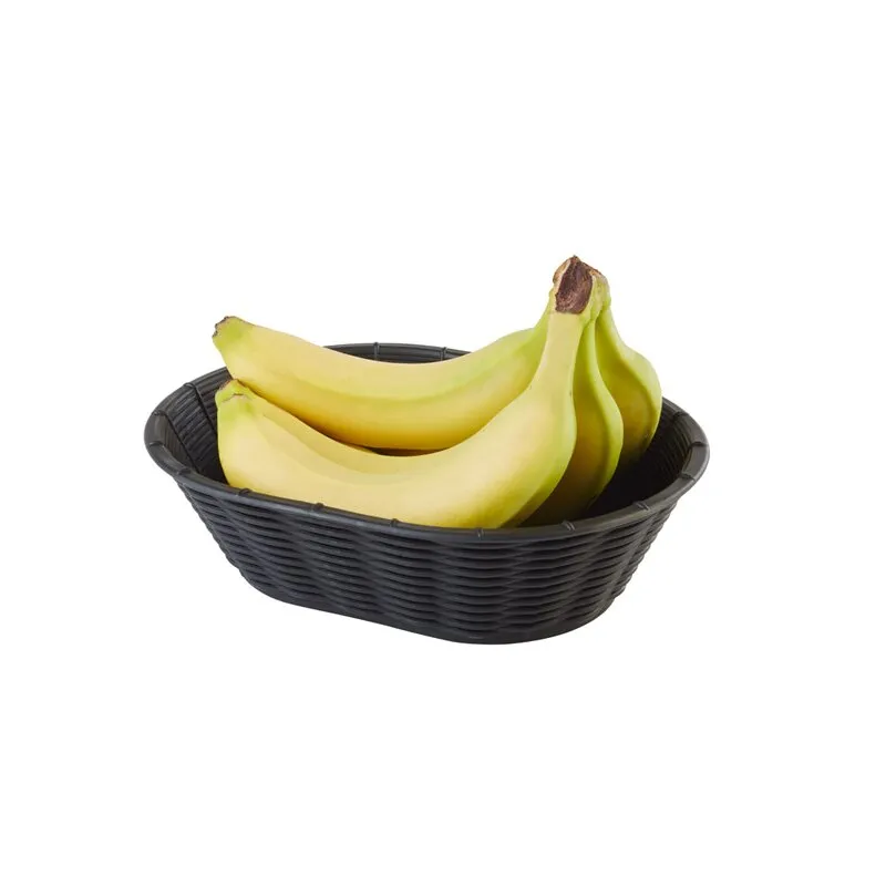 Brot- und Obstkorb WICKER LOOK schwarz, 23 x 17 cm, Höhe 6,5 cm