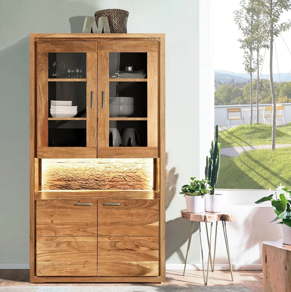Buffet inkl.Beleuchtung 98x180cm 'Sadar' Akazie massiv
