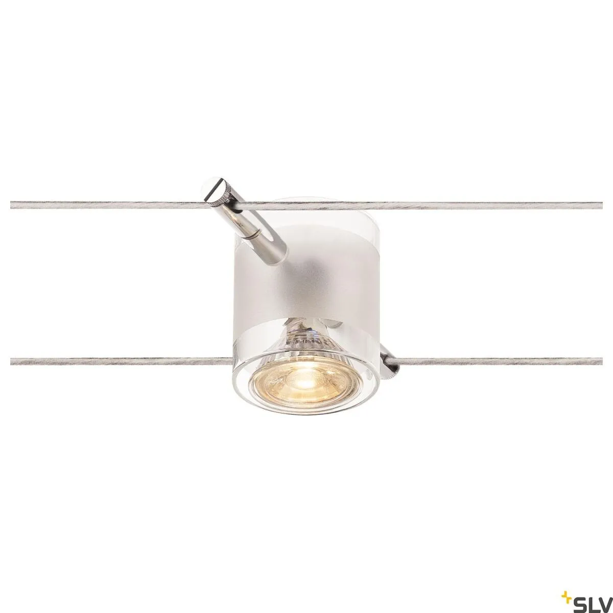 COMET, Seilleuchte für TENSEO Niedervolt-Seilsystem, QR-C51, chrom, teilsatiniertes Glas