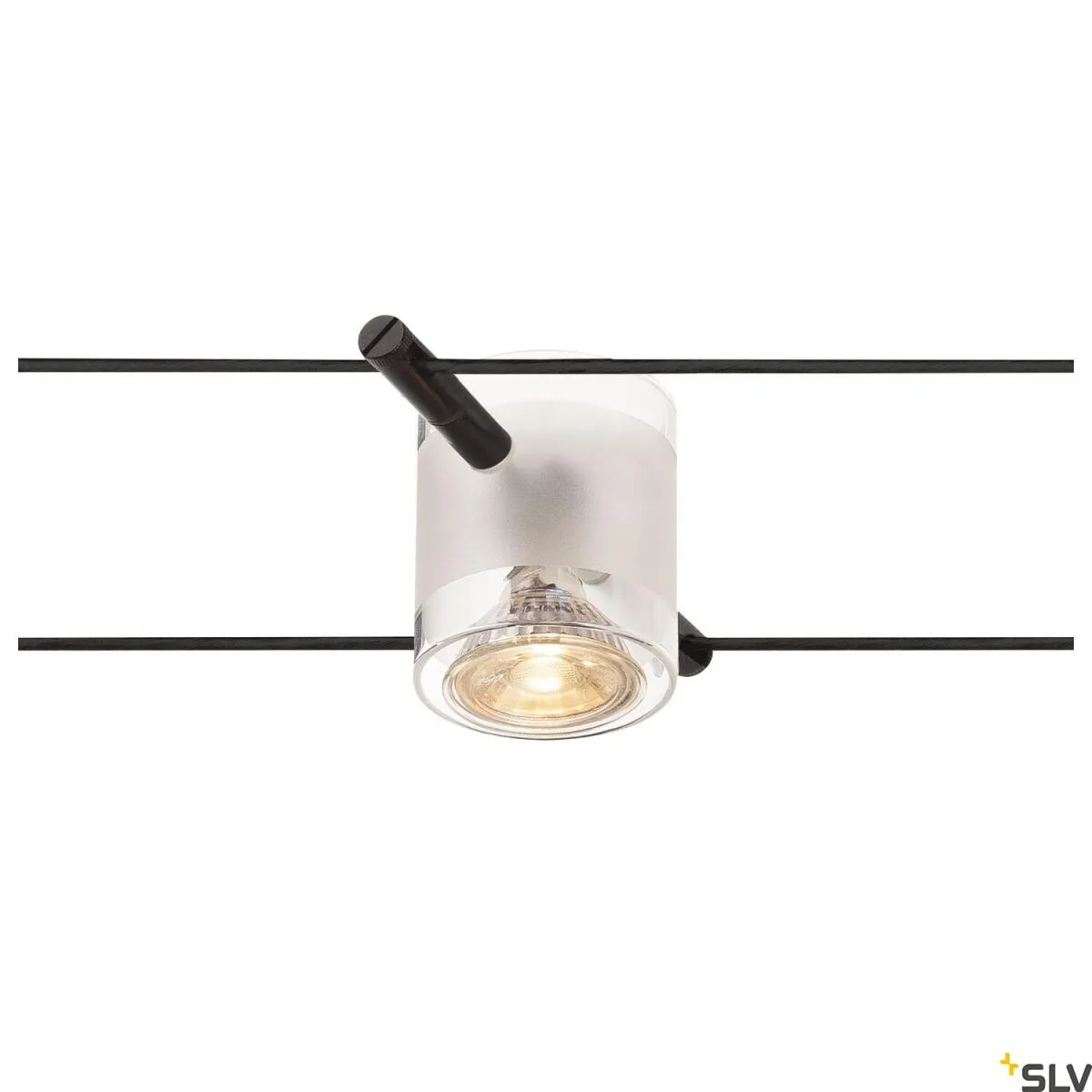 COMET, Seilleuchte für TENSEO Niedervolt-Seilsystem, QR-C51, schwarz, teilsatiniertes Glas