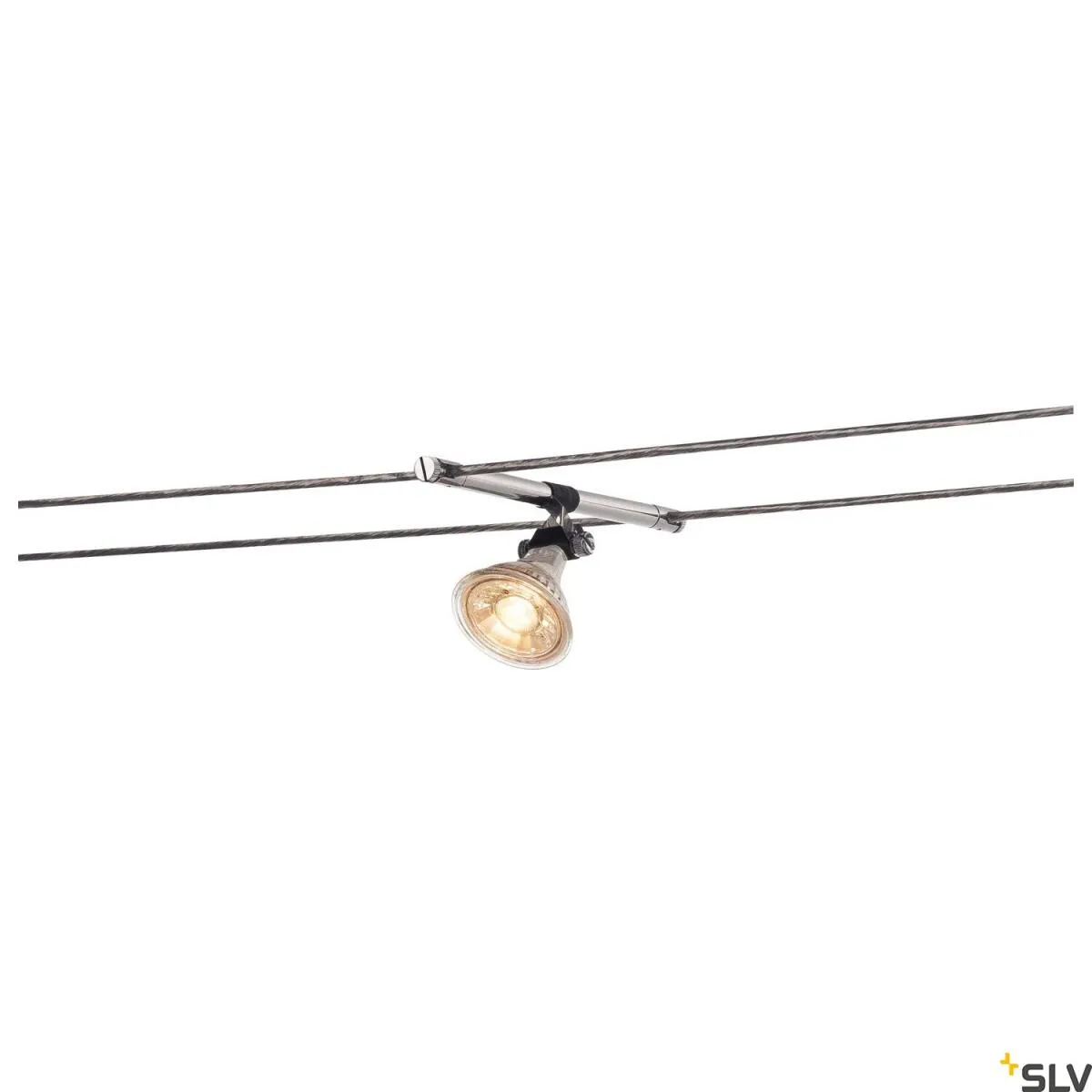 COSMIC, Lampenhalter für TENSEO Niedervolt-Seilsystem, QR-C51, chrom, schwenkbar, 2 Stück