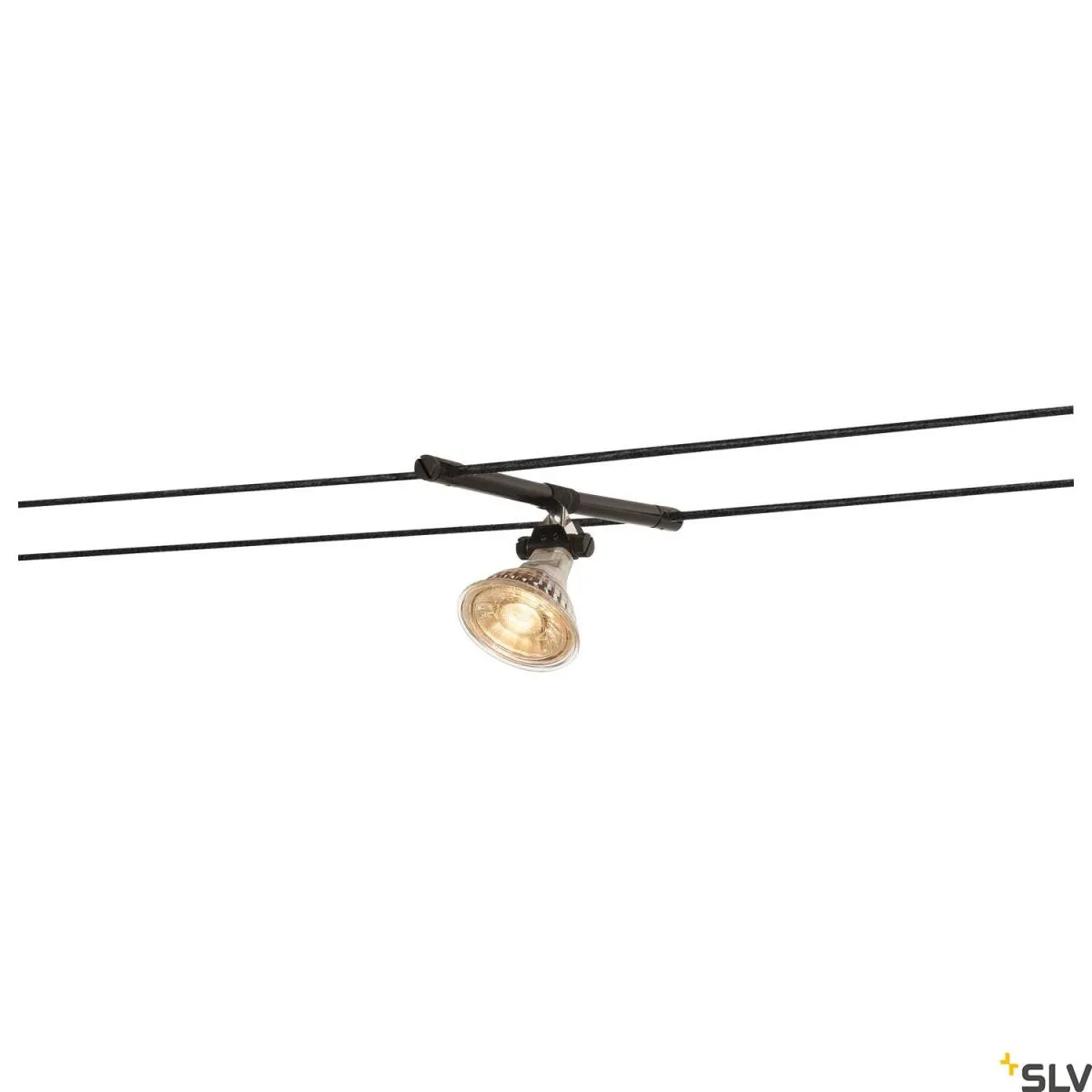 COSMIC, Lampenhalter für TENSEO Niedervolt-Seilsystem, QR-C51, schwarz, schwenkbar, 2 Stück