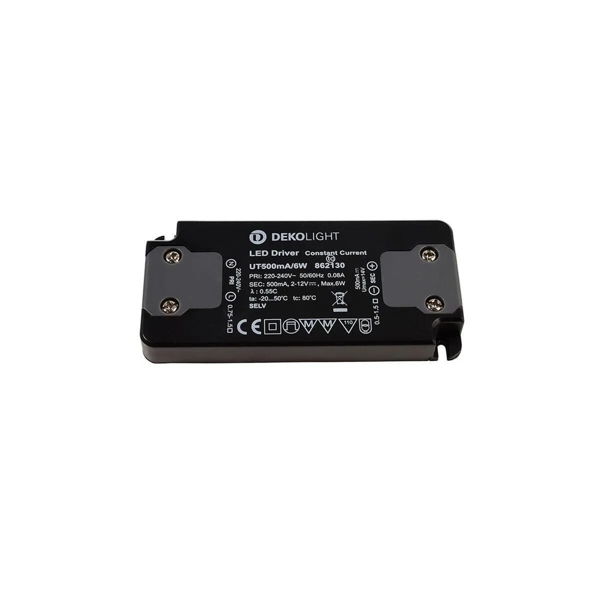 Deko-Light Netzgerät, FLAT, Power Supply 500mA 6W, stromkonstant, 220-240V AC/50-60Hz, 2-12V DC, 500