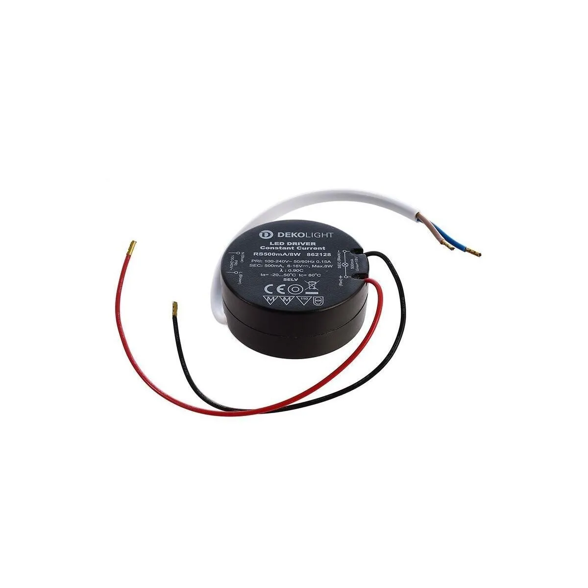 Deko-Light Netzgerät, ROUND, RS500mA/8W, stromkonstant, 100-240V AC/50-60Hz, 6-16V DC, 500 mA, 8,00