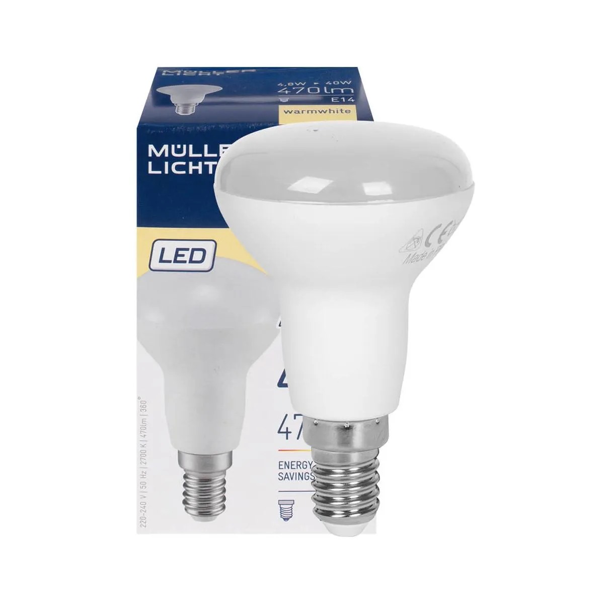 E14 LED Reflektorlampe R50 6W 460 Lumen 2700K 120° warmweiß