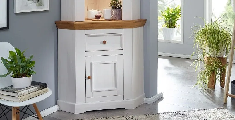 Eckanrichte 104cm "Zürich" Kiefer massiv weiß WZ-0133