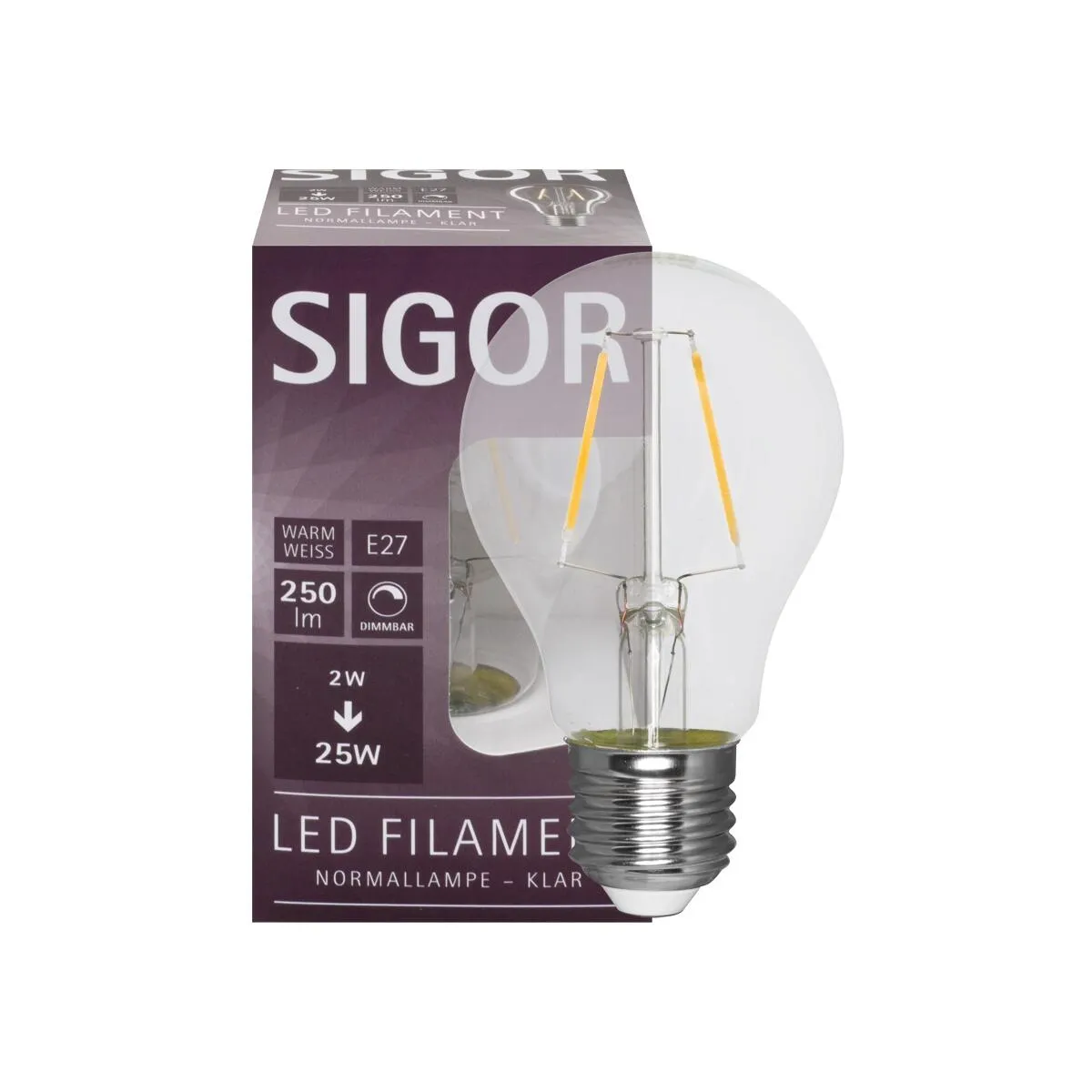 Filament-LED-Lampe, AGL-Form, klar, E27/230V