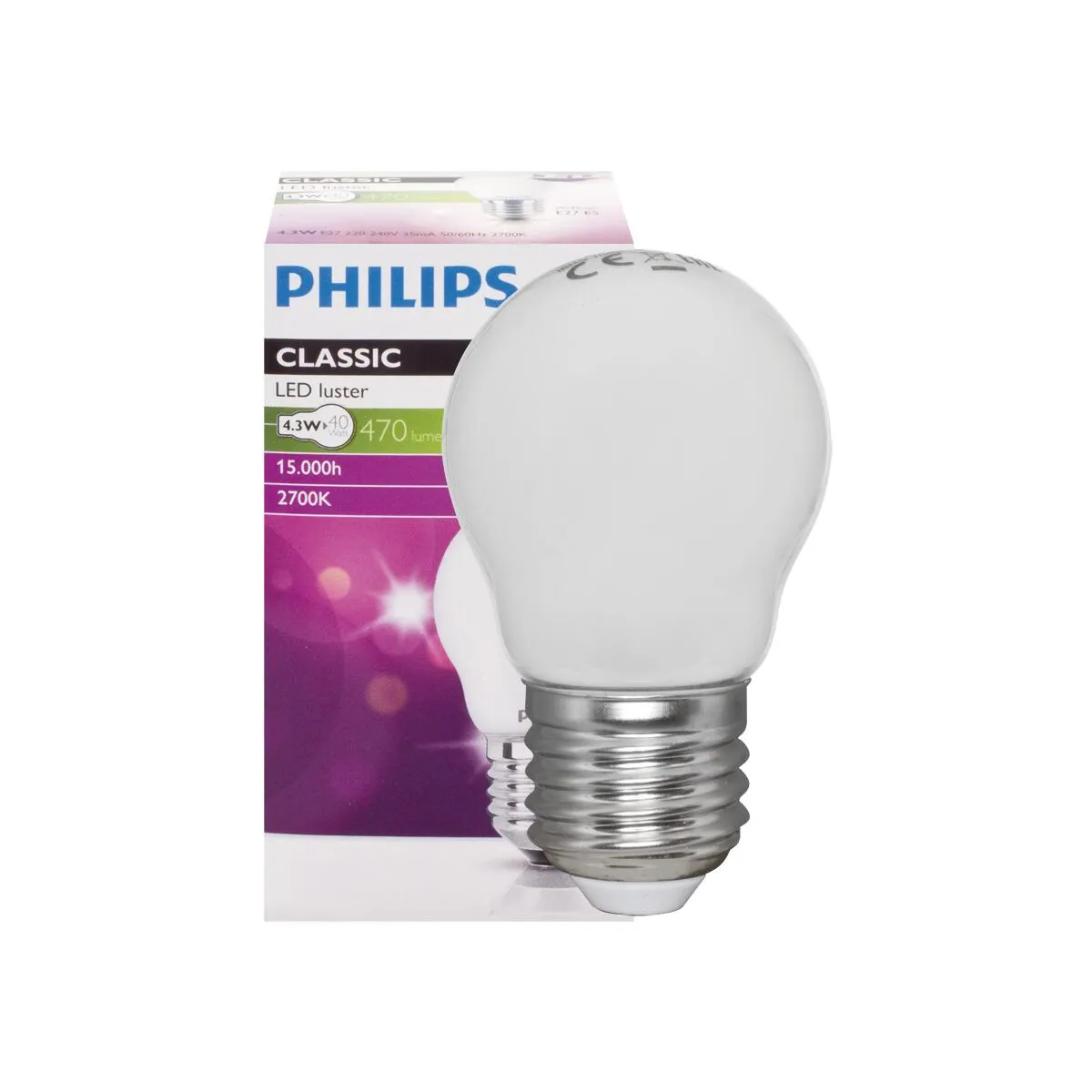 Filament-LED-Lampe CorePro LEDluster 4,3W 470lm Tropfen-Form, matt, E27 2700K