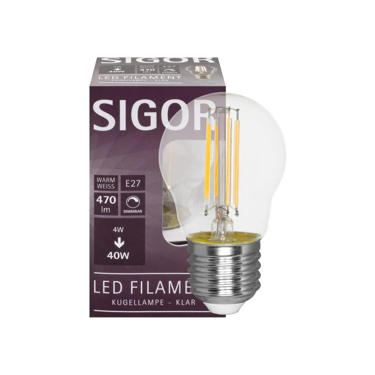 Filament-LED-Lampe Tropfen-Form klar E27/230V/4W 470 lm
