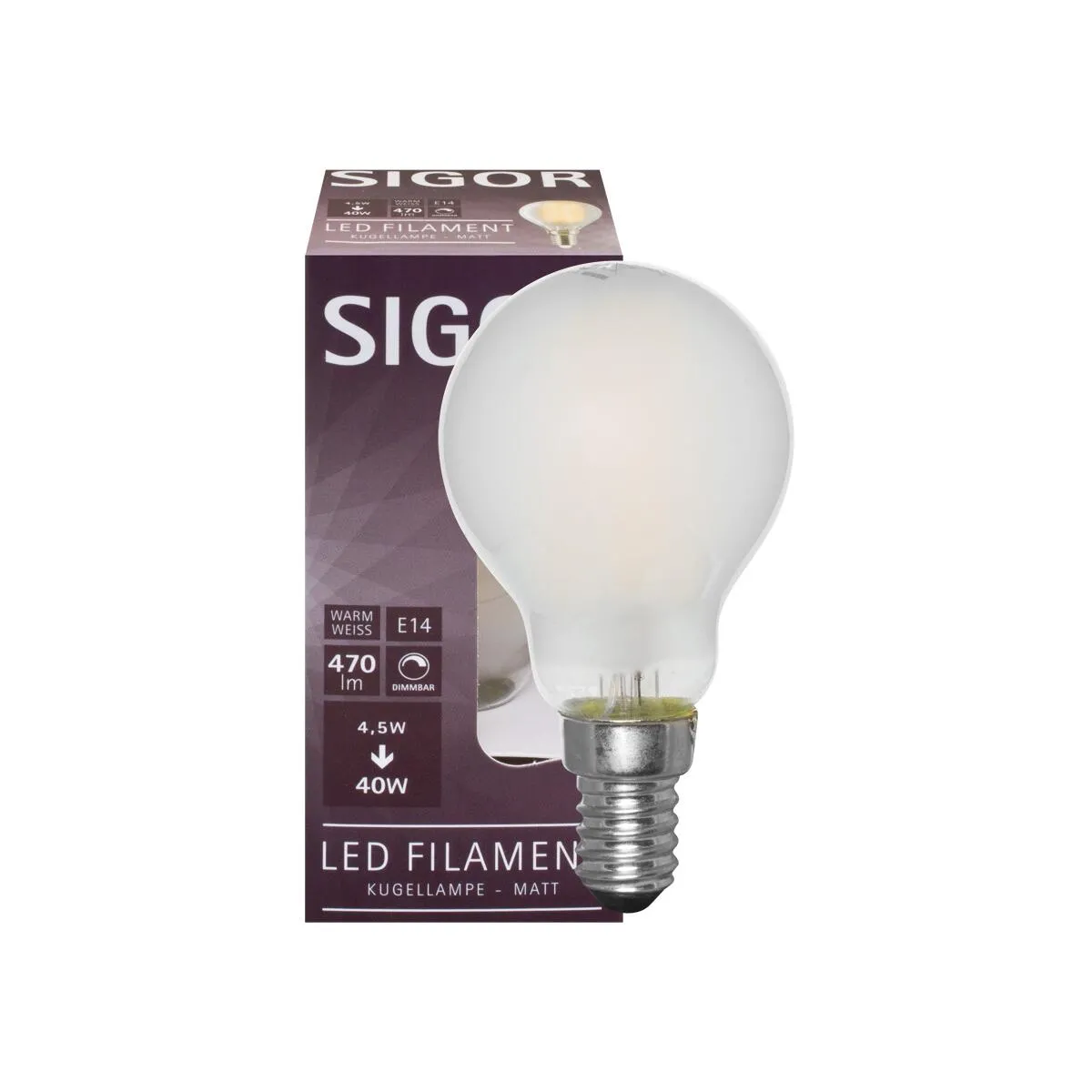 Filament-LED-Lampe, Tropfen-Form, matt, E14/240V