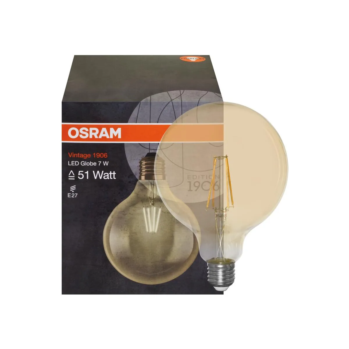 Filament LED-lamp Vintage 1906, Globe-Form Gold, E27/240V, L 168, Ø 124