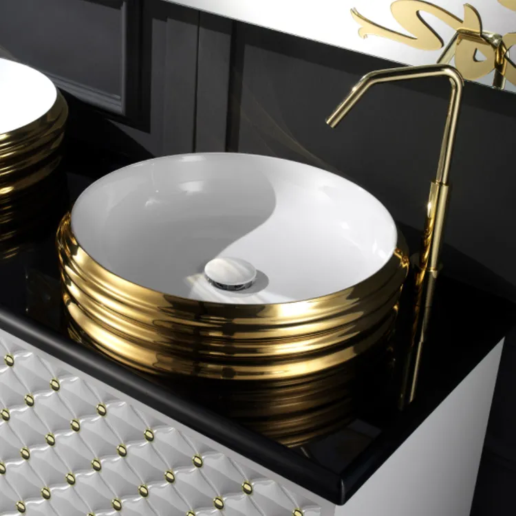Rundes Aufsatzwaschbecken aus Gold Class A&T
