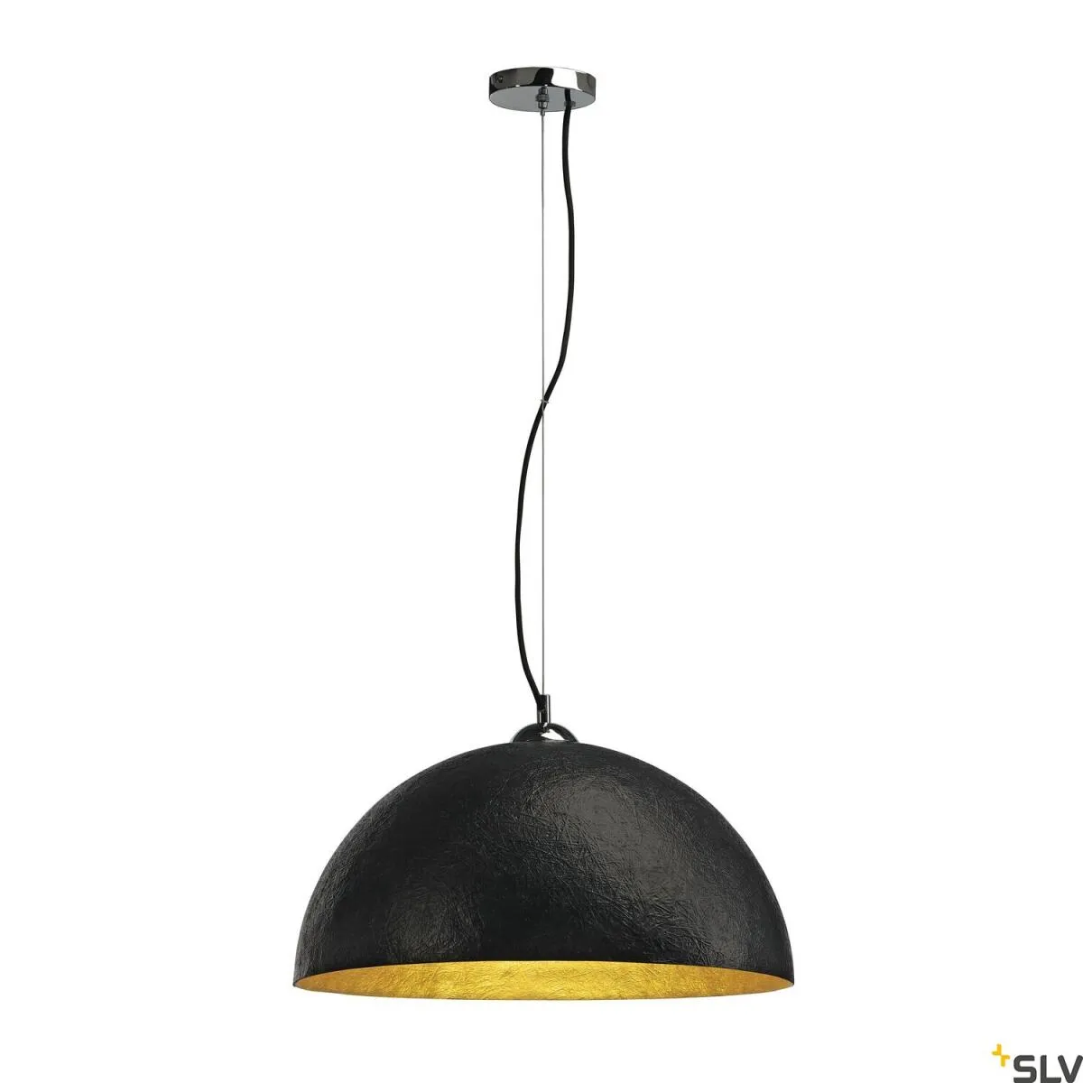 FORCHINI 50, Pendelleuchte, A60, rund, schwarz matt/gold, Ø 50 cm, max. 40W