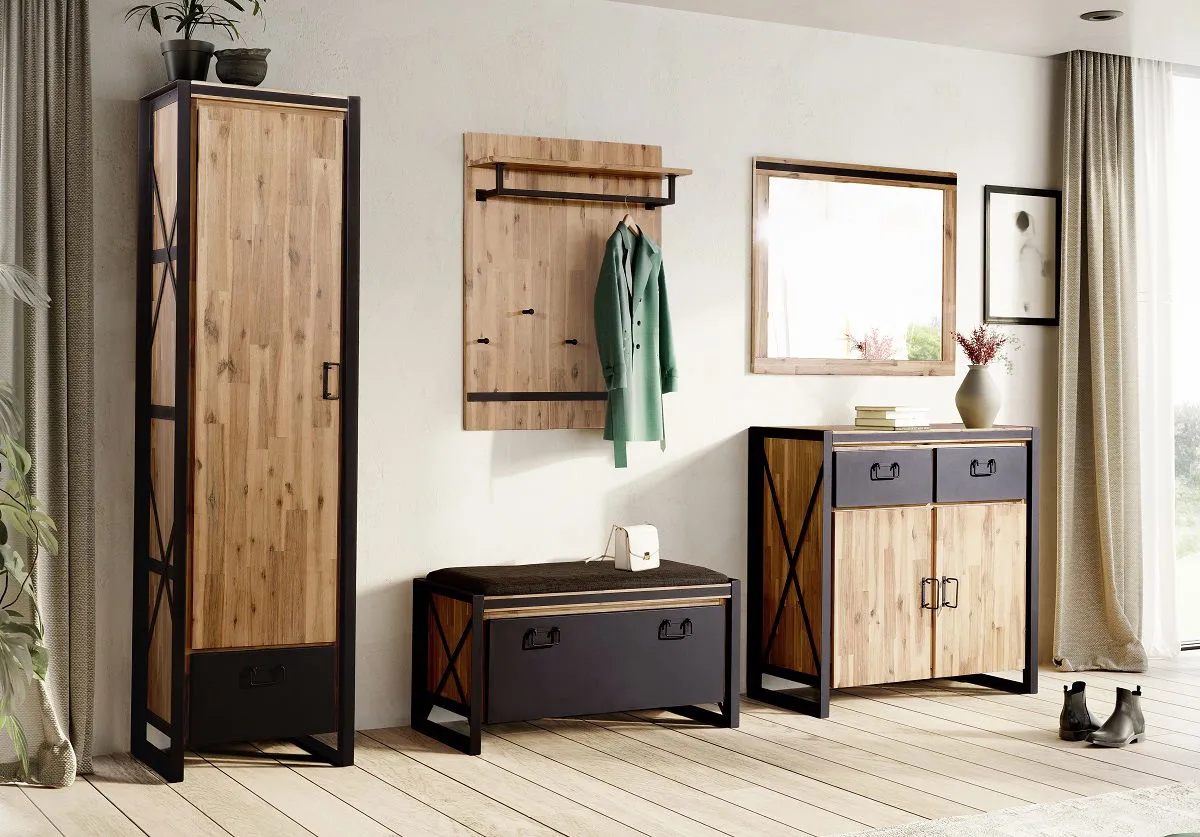 Garderobenset 5-tlg. 'Montreux' Akazie & Metall schwarz