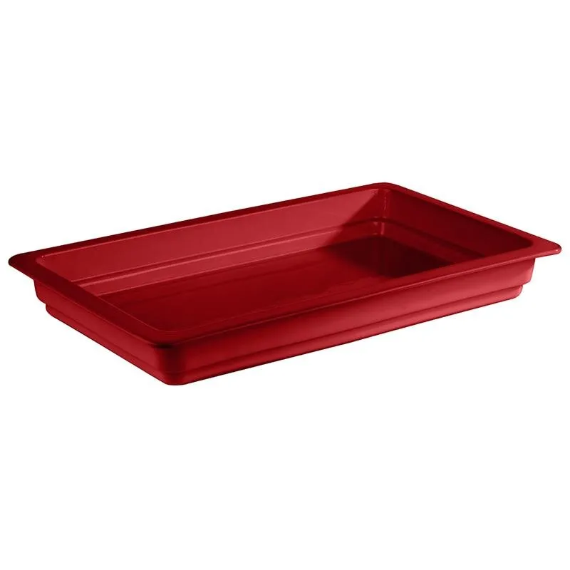 GN-Behälter 1/1 aus Porzellan in rot, 53 x 32,5 cm, H: 6 cm, bis 220°C