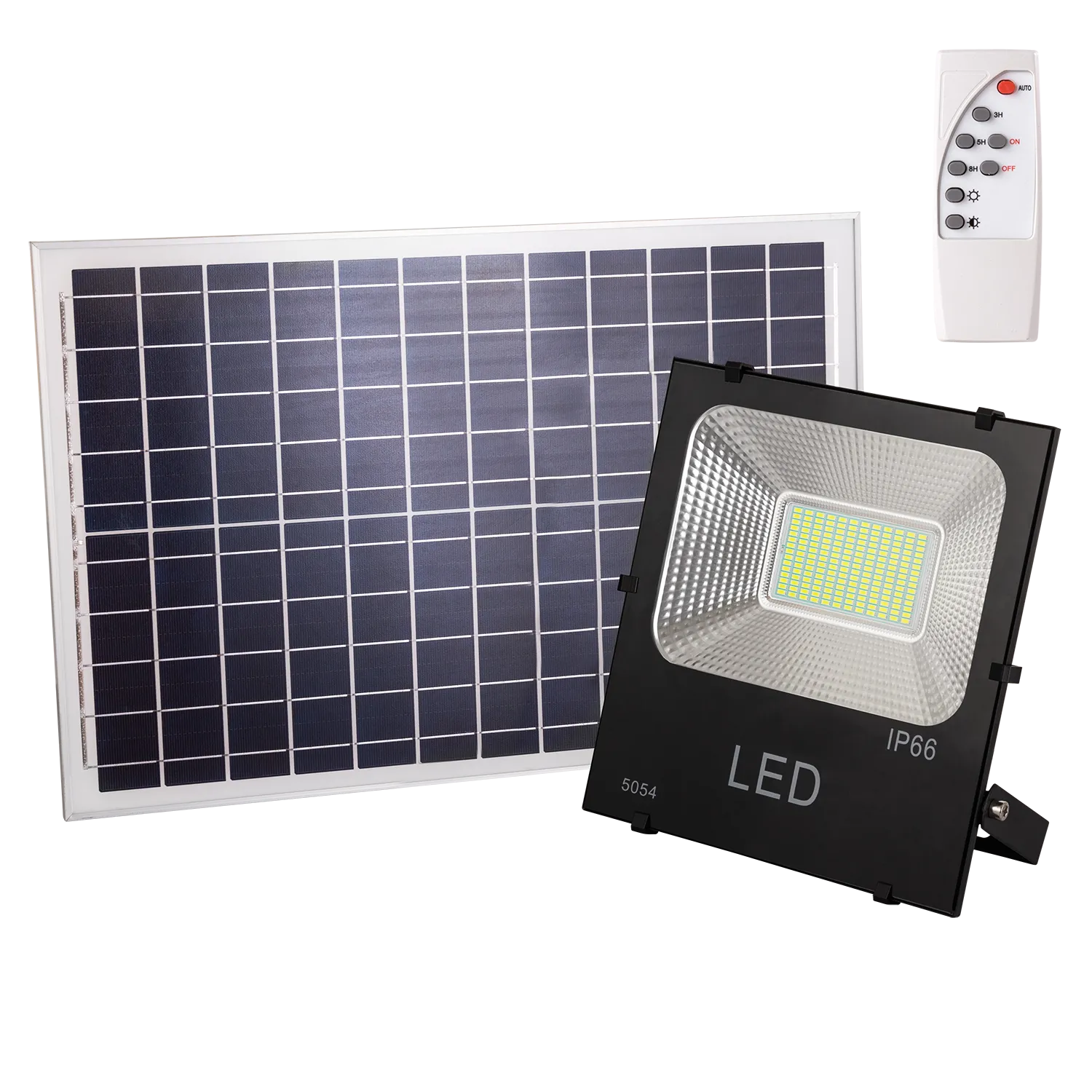 LED-Flutlicht 100 W, 10.000 lm, 6.000 °K, Solarsensor 100 W + Fernbedienungspanel 6 V/25 W, 40.000 Std. [PL-626005-CW]