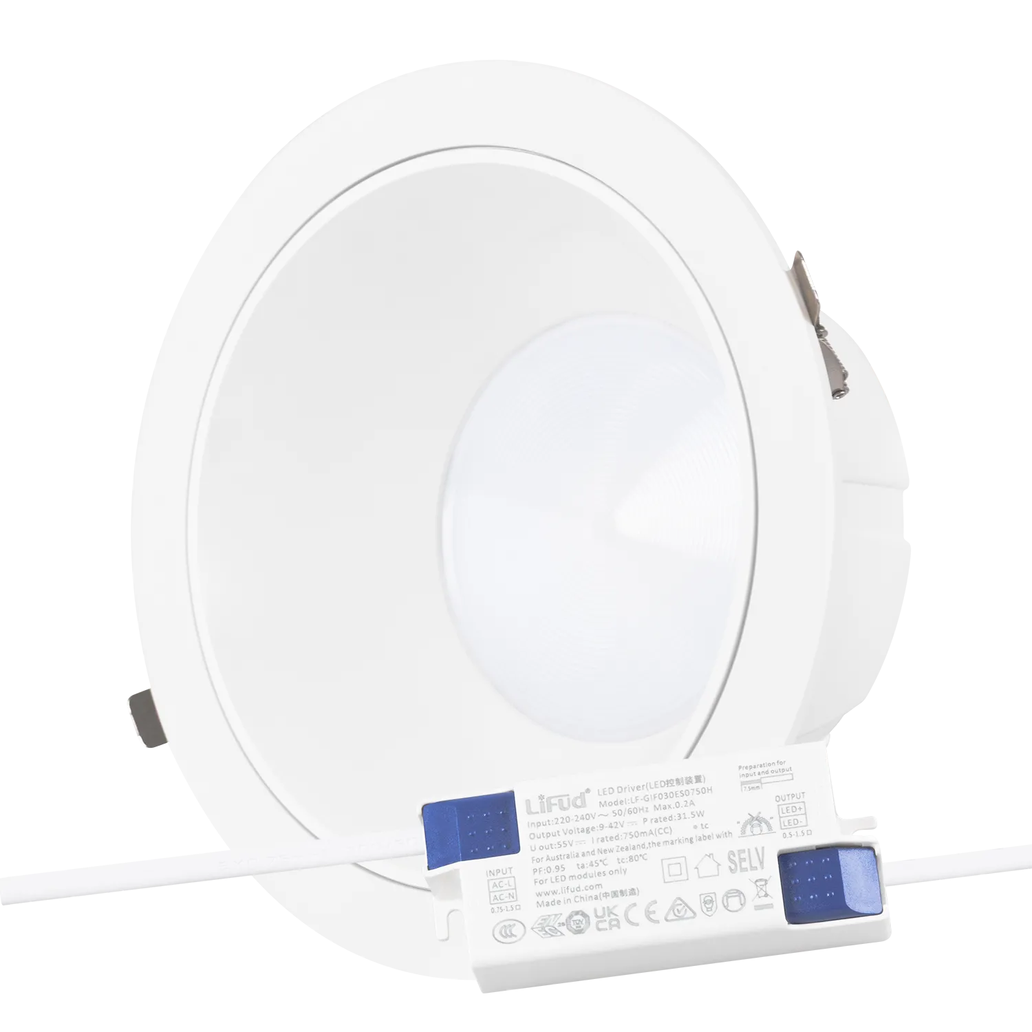 LED-Rundstrahler, 30 W, 4200 lm, 6000 °K, blendfrei, UGR19, 40.000 h