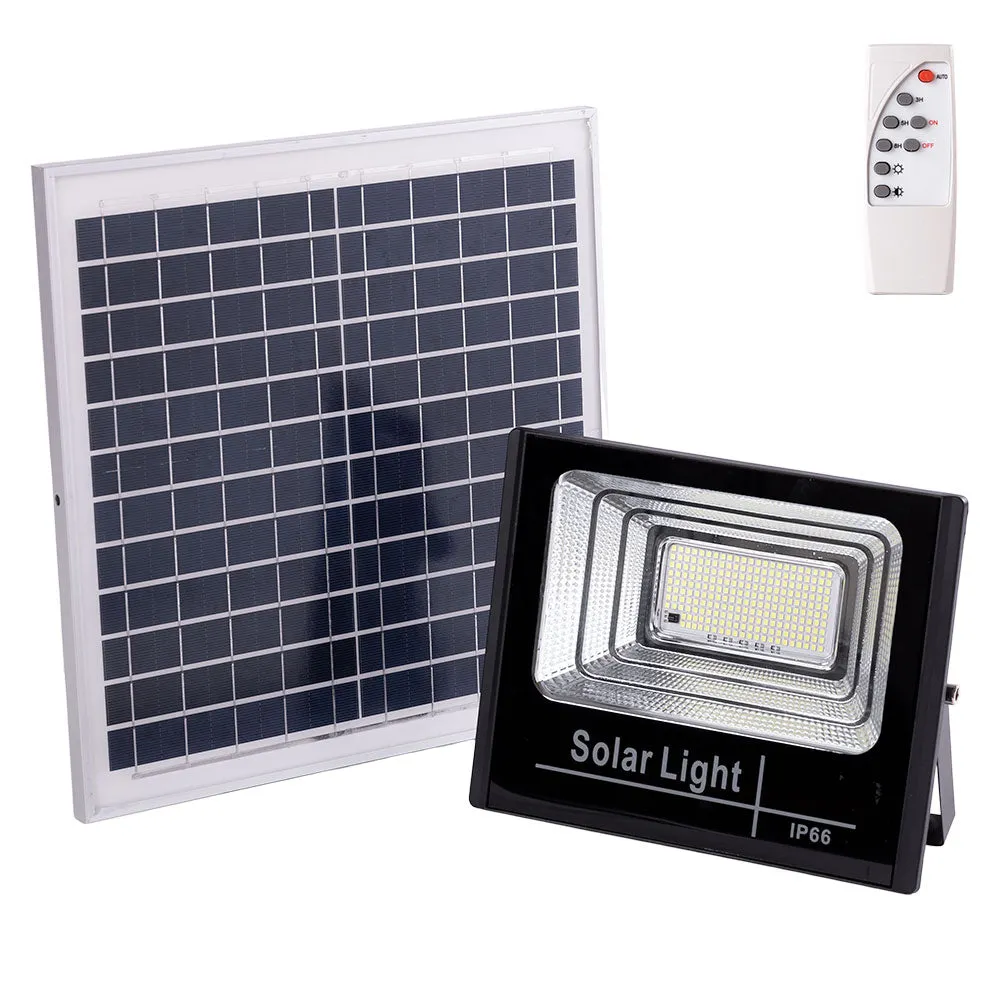 Solar-LED-Flutlicht, 120 W, 6500 K, Panel: 6 V/15 W, Batterie: 3,2 V/8000 mAh, Fernbedienung [HO-SOLARFL-120W-01]