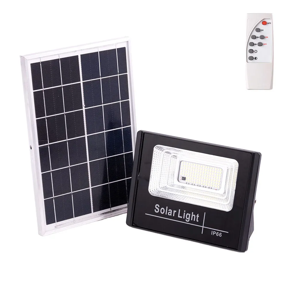 Solar-LED-Flutlicht, 30 W, 6500 K, Panel: 6 V/6 W, Batterie: 3,2 V/3000 mAh, Fernbedienung [HO-SOLARFL-30W-01]