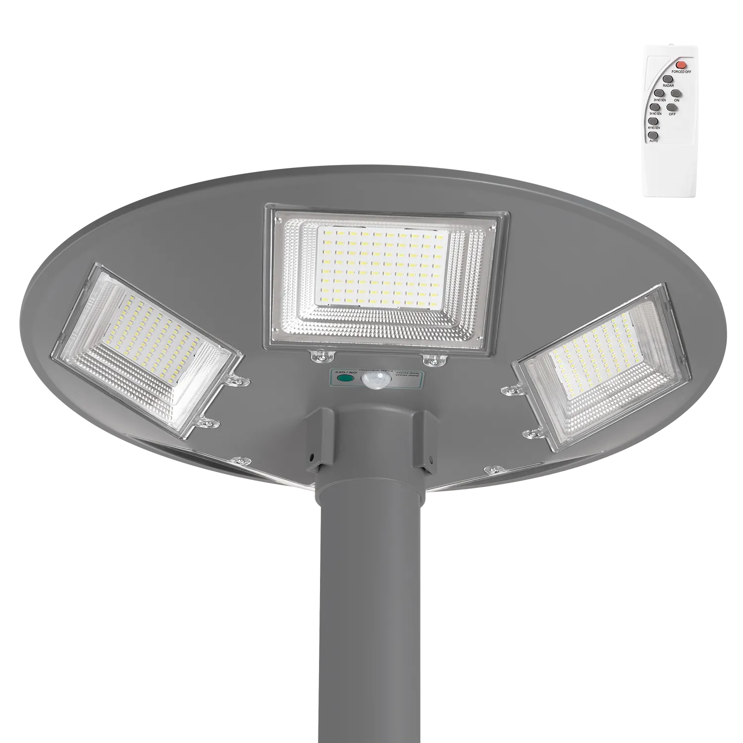 Solar-LED-Leuchte 150 W, 15000Lm, 6000 °K, IP67, Panel: 6 V, 18 W, Batterie: 3,2 V, 15000 mAh, Grau