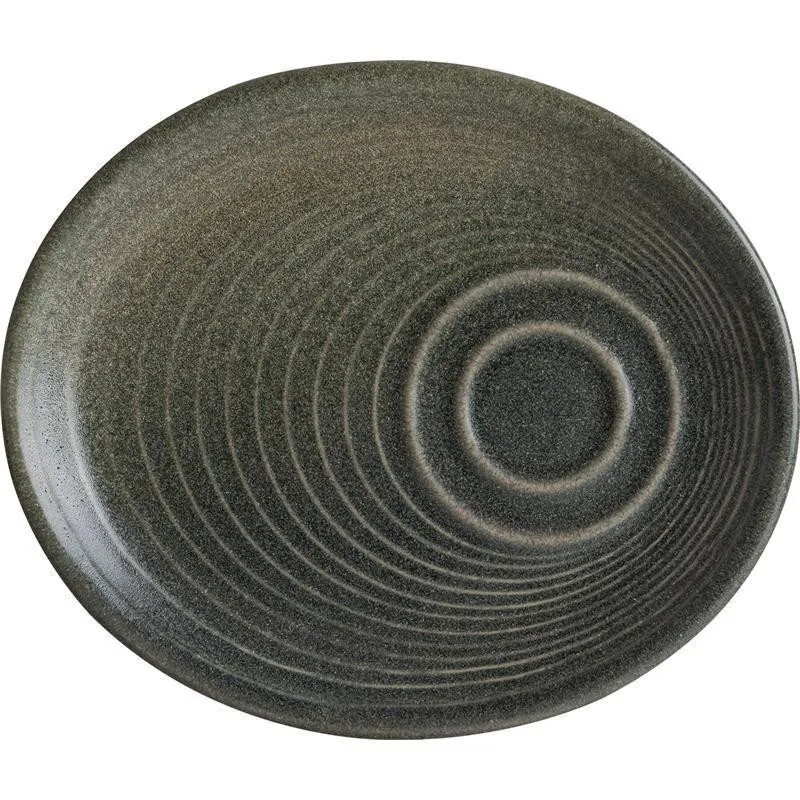 Hornfels Ripple Untertasse mit Doppelspiegel, 20 x 17 cm