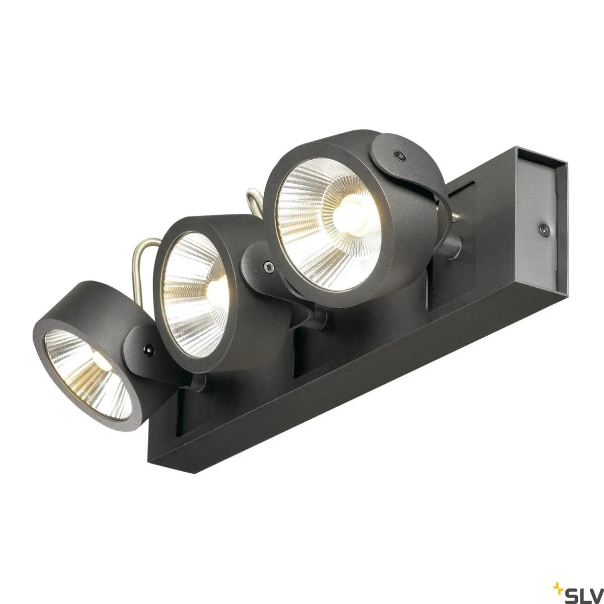 KALU, Wand- und Deckenleuchte, dreiflammig, LED, 3000K, schwarz, 60°