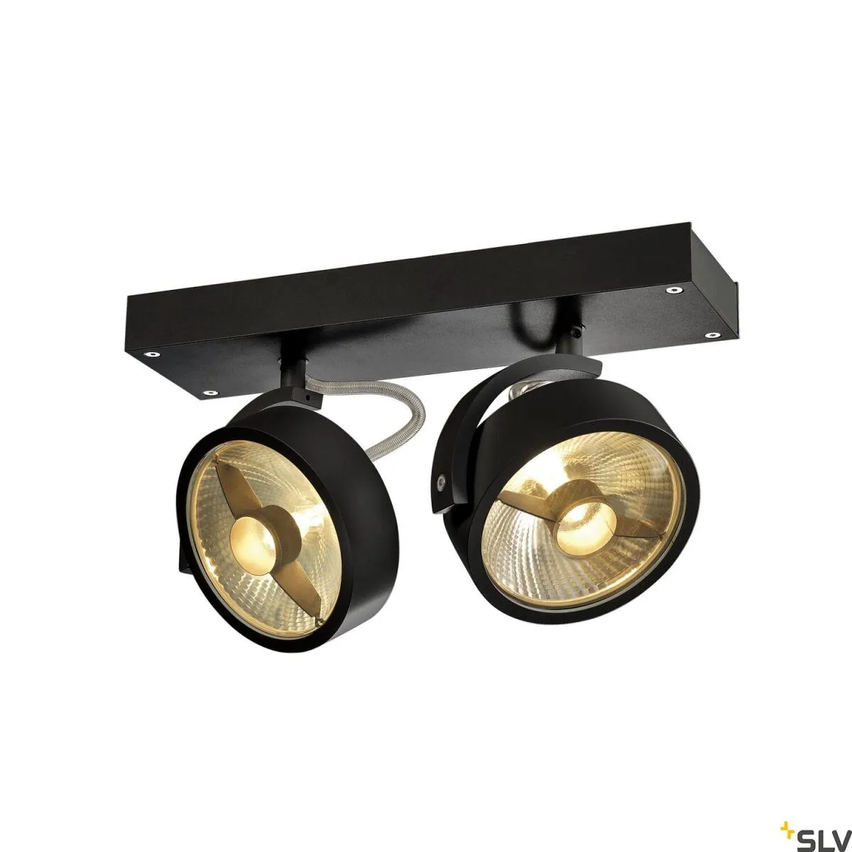KALU, Wand- und Deckenleuchte, QPAR111, zweiflammig, schwarz, max. 75W