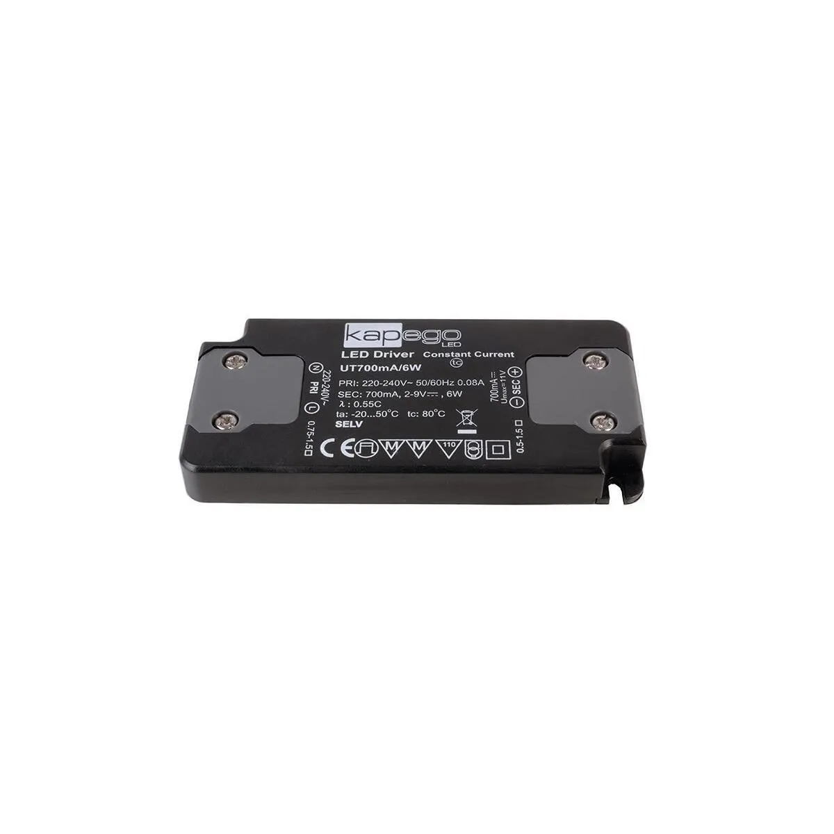 KapegoLED Netzgerät, Flat Power Supply 700mA 6W, stromkonstant, 220-240V AC/50-60Hz, 2-9V DC, 80 mA,