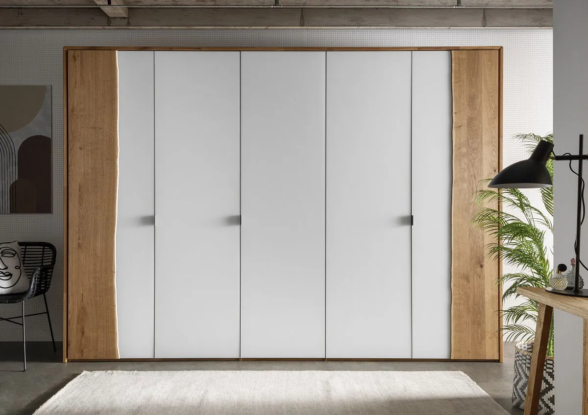 Kleiderschrank Wildeiche & Glas 'Linz' verschiedene Breiten 365cm 6-trg.