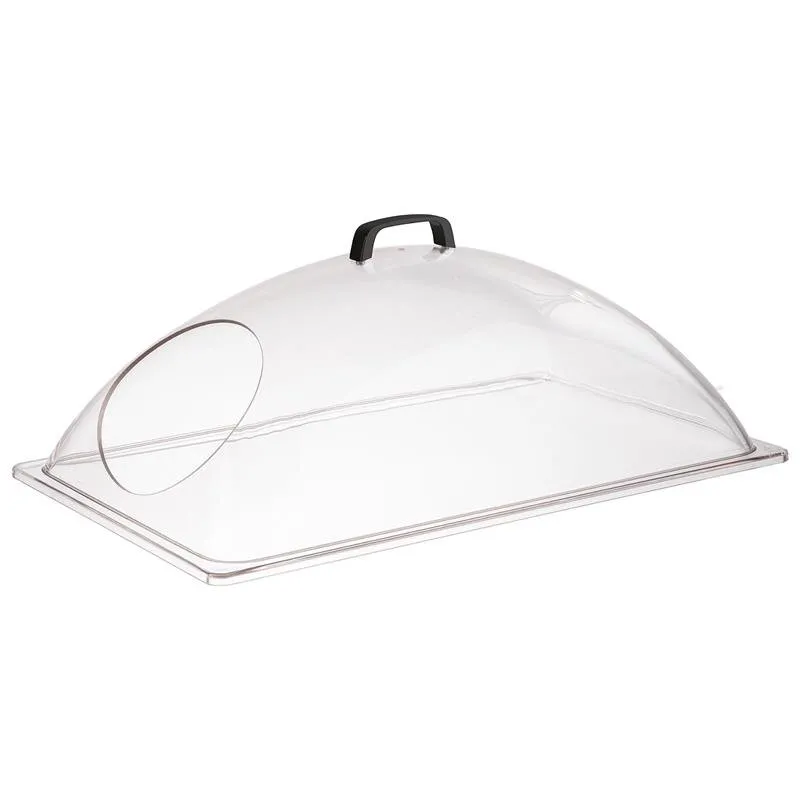 GN 1/1 Kuppelhaube Ausschnitt seitlich, Griff schwarz, 54 x 33 cm, H: 20 cm