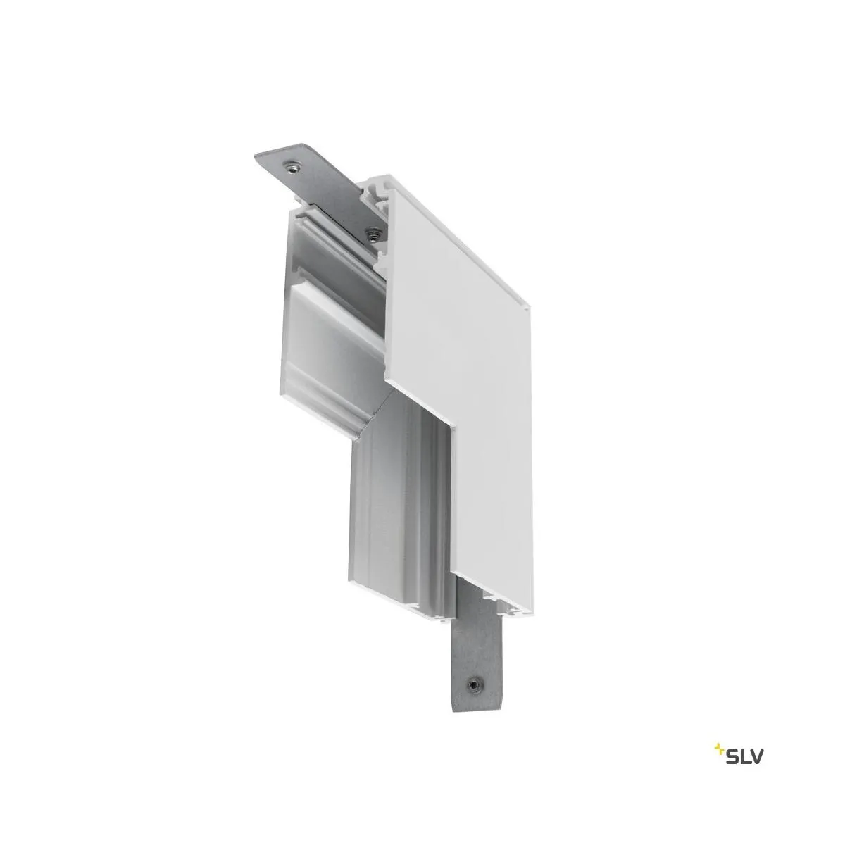 L-Verbinder mechanisch, 48V TRACK, für Aufbauschiene tief, Stereo, weiß