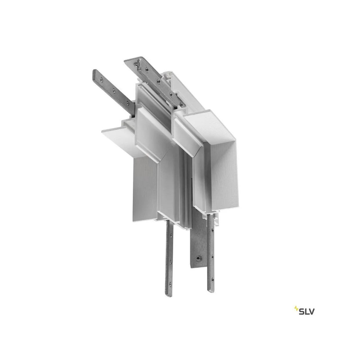 L-Verbinder mechanisch, 48V TRACK, für Einbauschiene tief, Stereo, weiß
