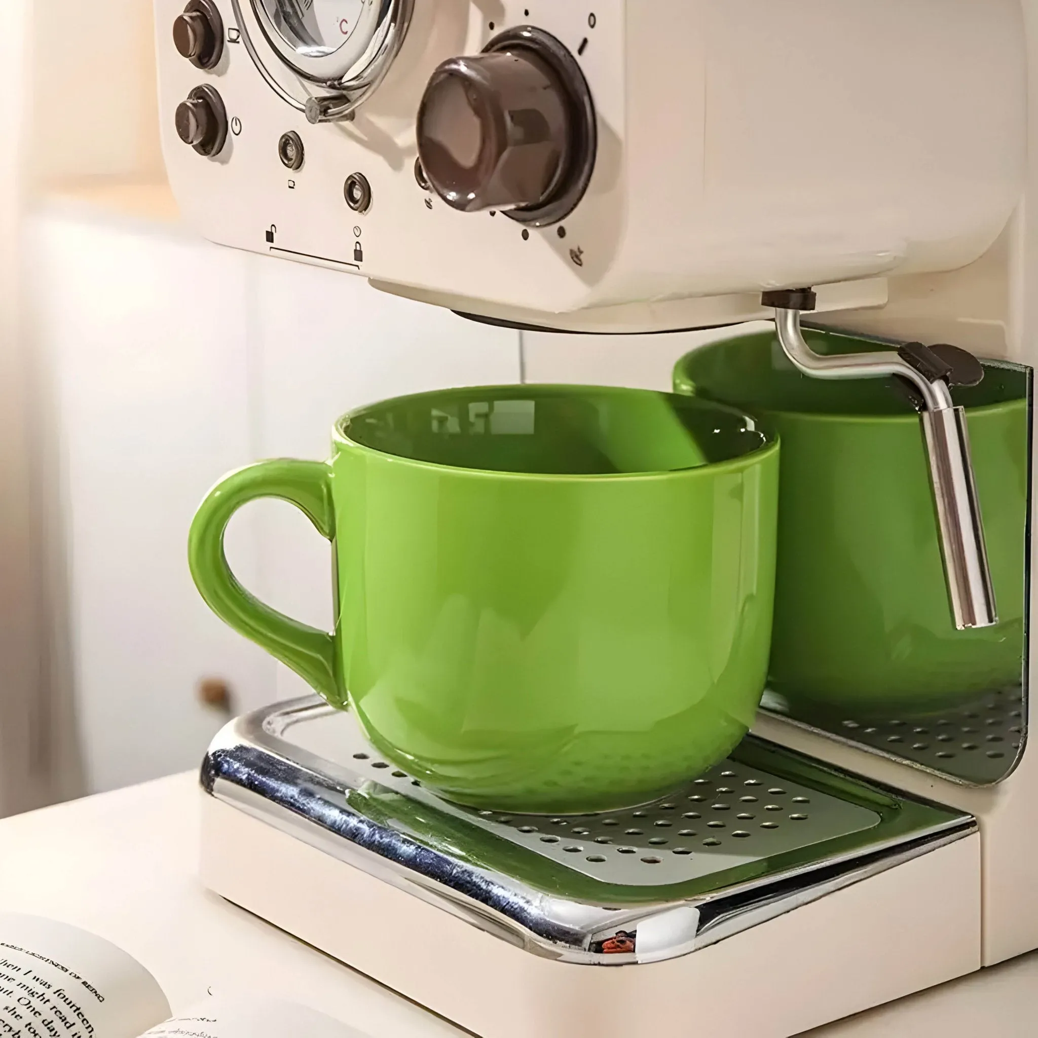 Große Hellfarbige Keramiktasse für das Frühstück