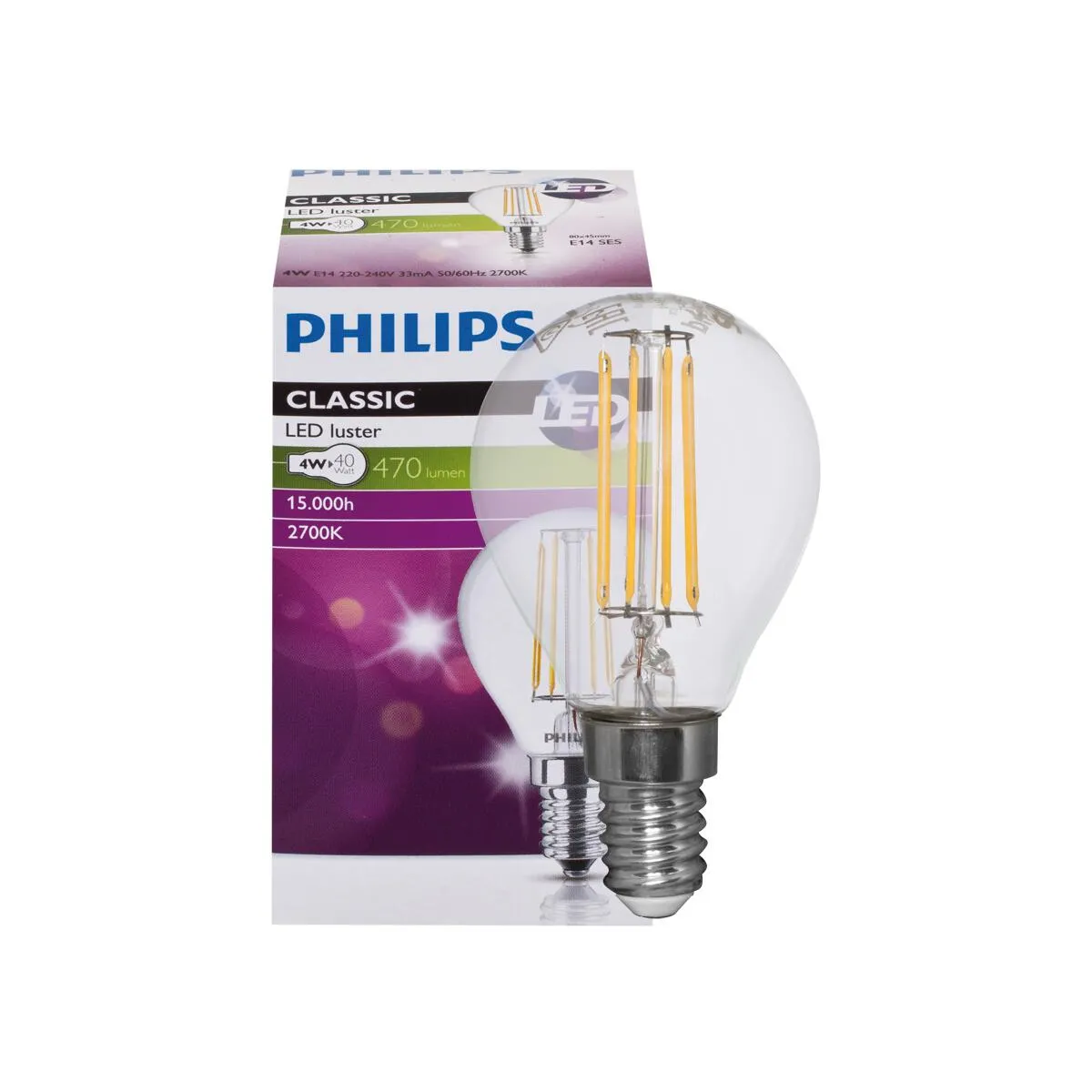 LED-Filament-Lampe E14 CorePro LEDluster 470lm Tropfen-Form klar 2700K