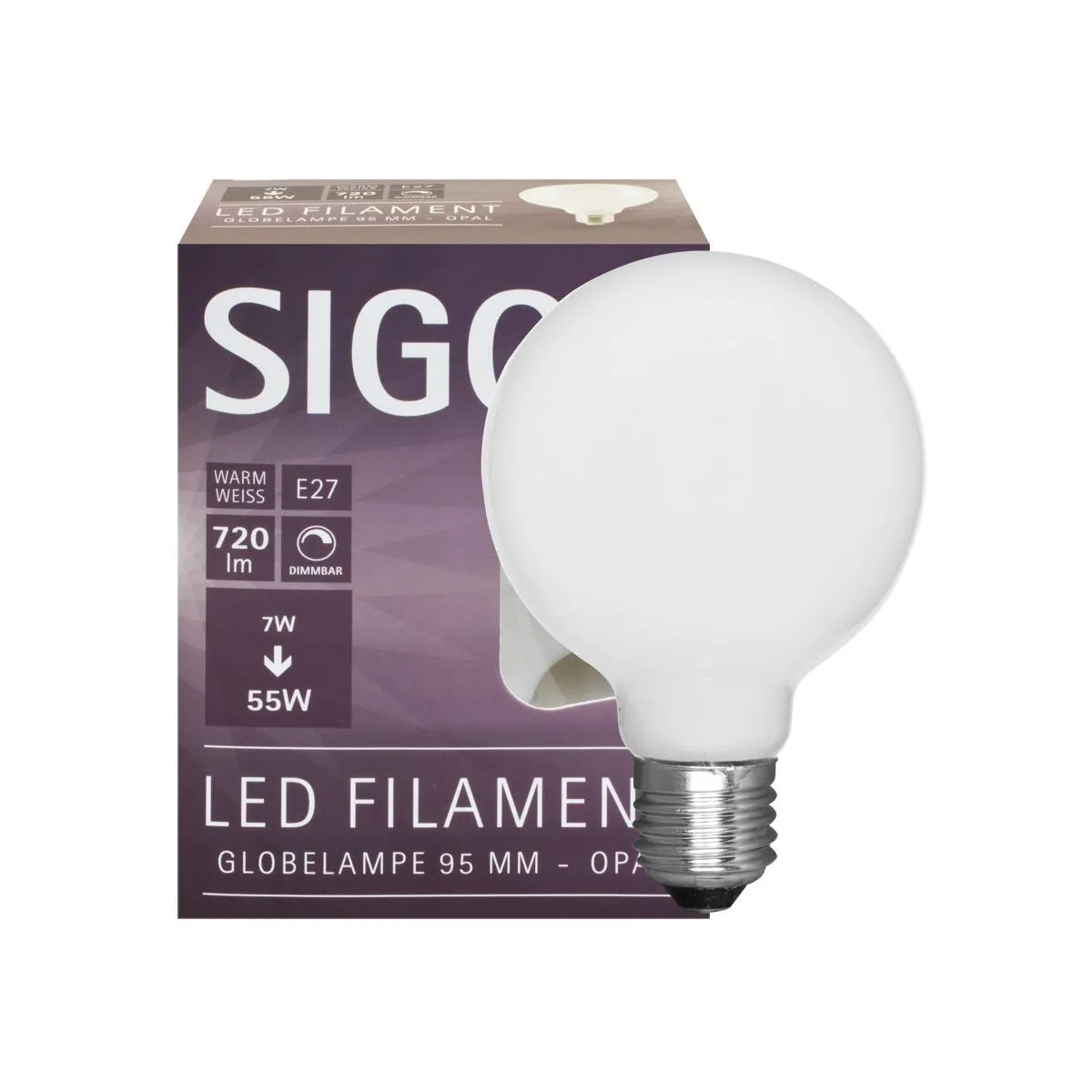LED-Filament-Lampe E27Globe-Form opal 7W 806lm 2700K dimmbar