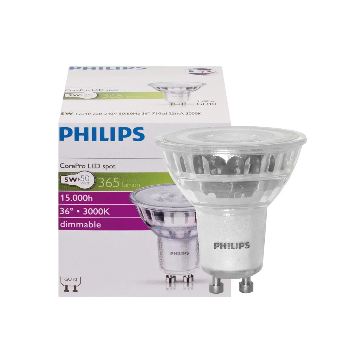 LED-Reflektorlampe 4,0W 345lm PAR16, CorePro LEDspot, DIM GU10 3000K