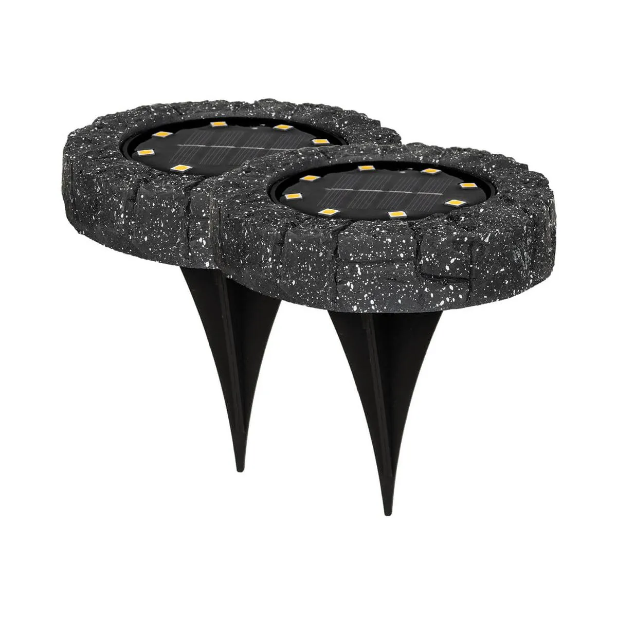 LED-Solar-Erdspießleuchte 2er-Set