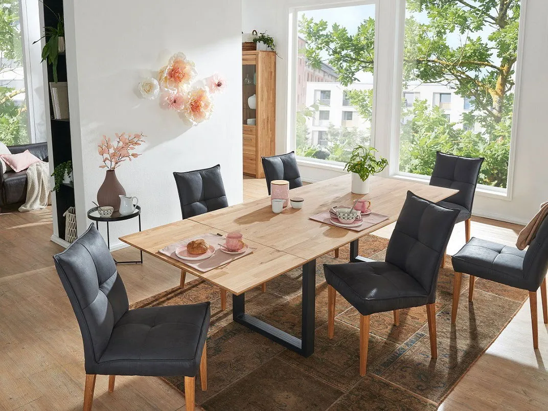 Ausziehtisch 140(190)x90cm "Tirana" Wildeiche & Metall schwarz