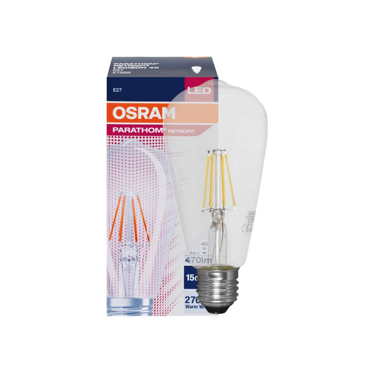 Osram LED-Leuchtmittel PRFLEDISON40 4W 827 E27 360° 470lm