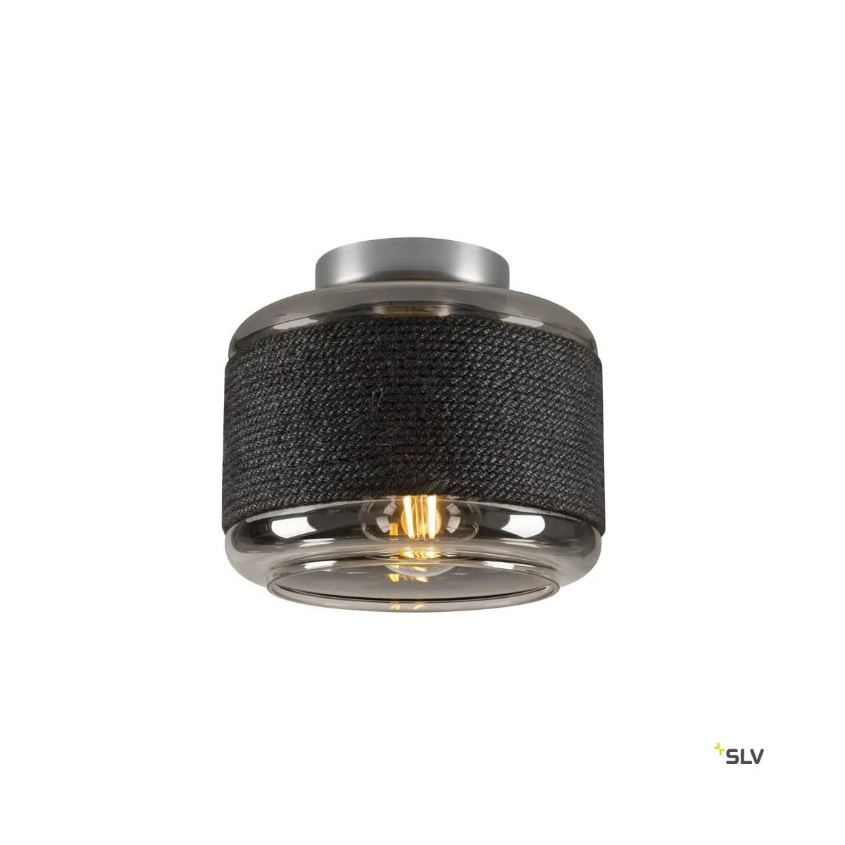 PANTILO ROPE 19, Wand- und Deckenaufbauleuchte, zylindrisch, 1x max. 15W E27, silber