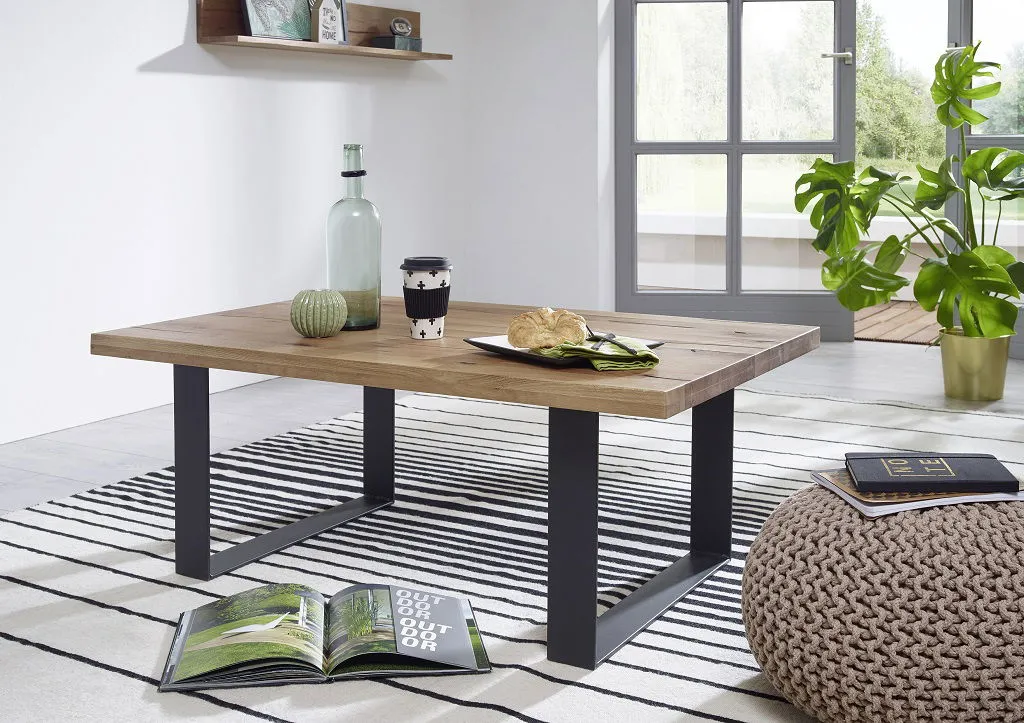 Couchtisch 110x70cm 'Salo' Wildeiche & Metall schwarz