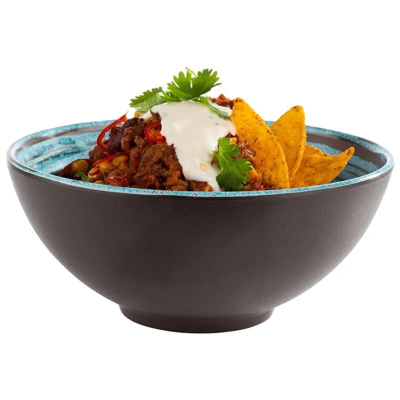 Schale CANCUN aus Melamin, Ø 18,5 cm, H: 8 cm, Farbe türkis/braun