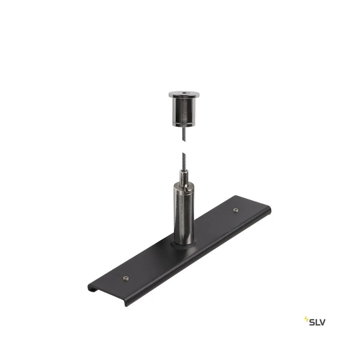 Schienenverstärkungsplatte mit Aufhängungsset, 48V TRACK, 3m Drahtseil, schwarz