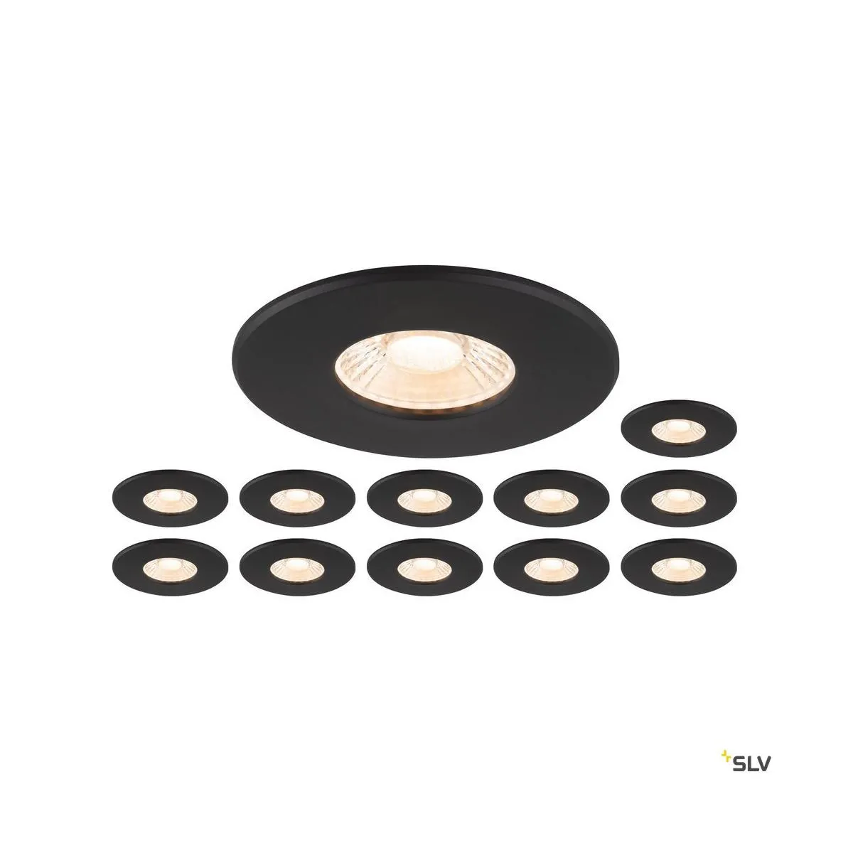 Set bestehend aus 12 x 1007095 UNIVERSAL DOWNLIGHT PHASE IP65 38° + 1007096 UNIVERSAL DOWNLIGHT cover IP65 schwarz R