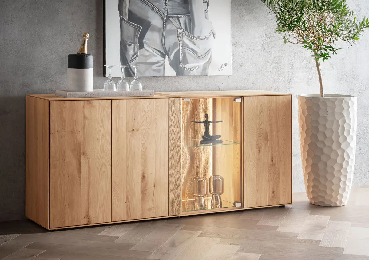 Sideboard inkl. Beleuchtung 182x80cm "Kingston" Wildeiche massiv
