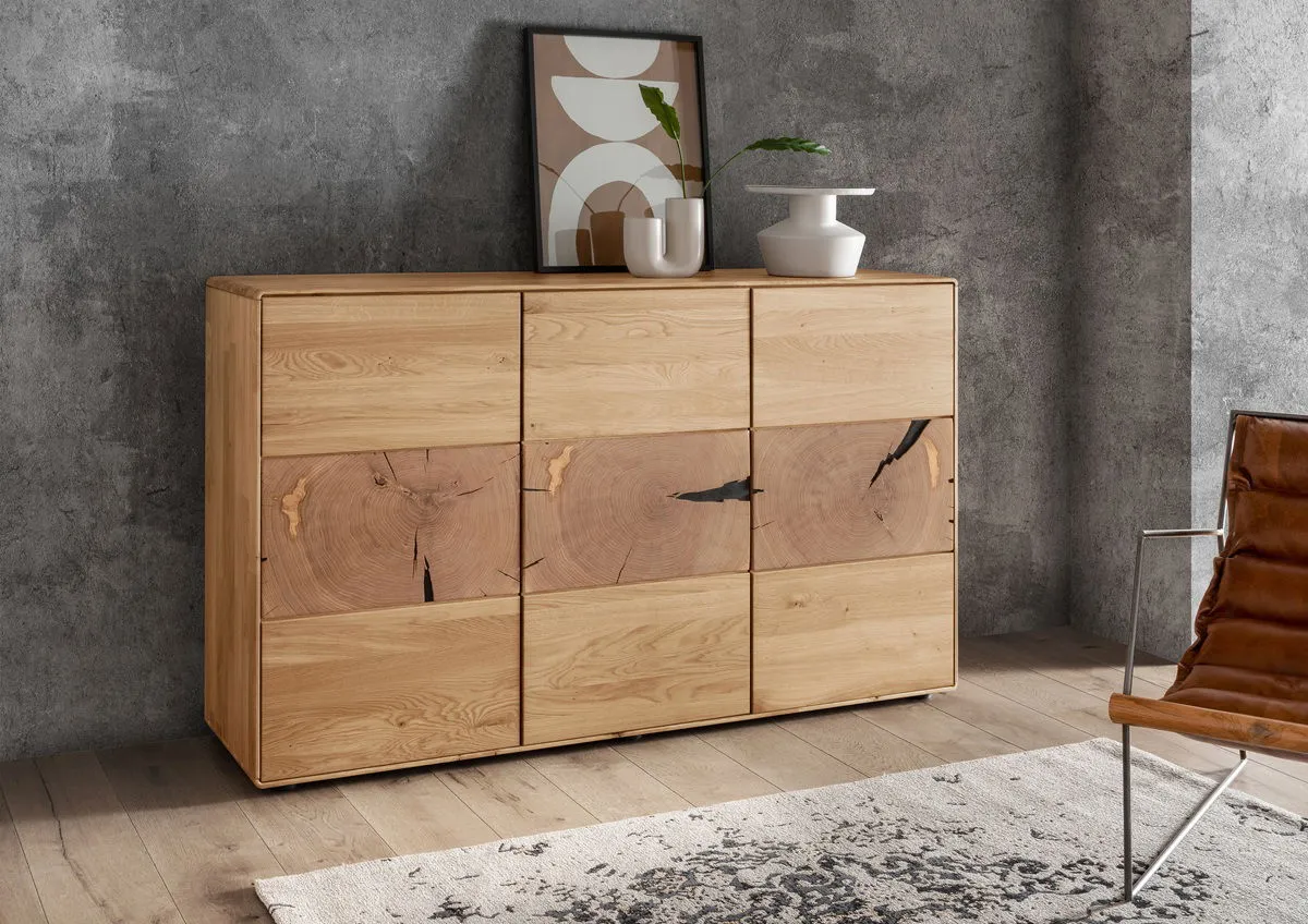 Sideboard mit Holztüren 150cm "Belfast" Wildeiche massiv