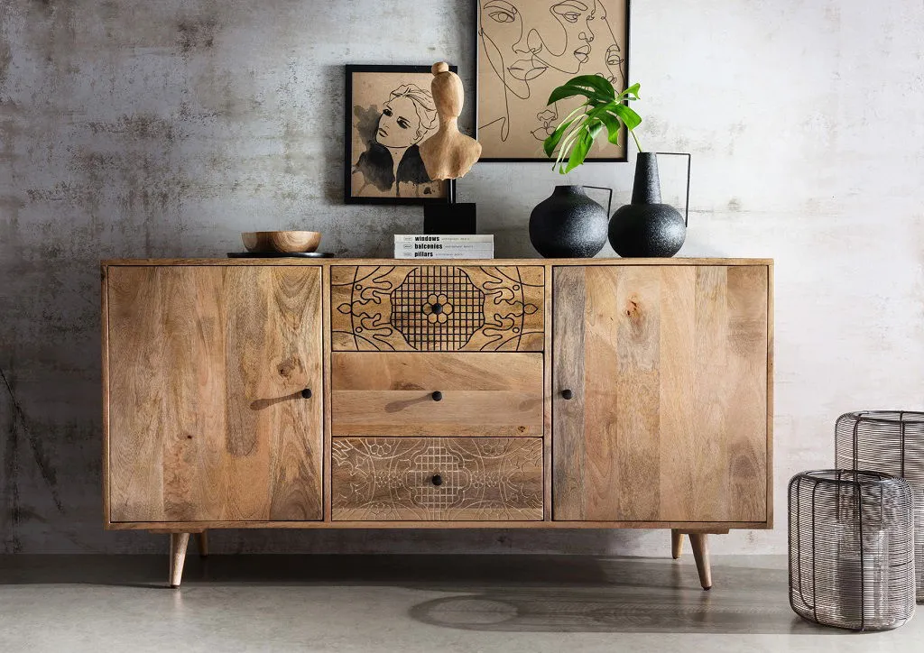 Sideboard 160x80cm 'Lyn' recyceltes Mangoholz