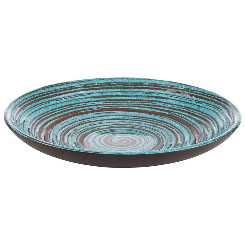 Teller CANCUN aus Melamin, Ø 25,5 cm, H: 4,5 cm, Farbe türkis/braun